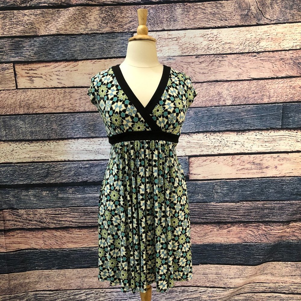 Maggy London Geometric Floral Jersey Dress 12P